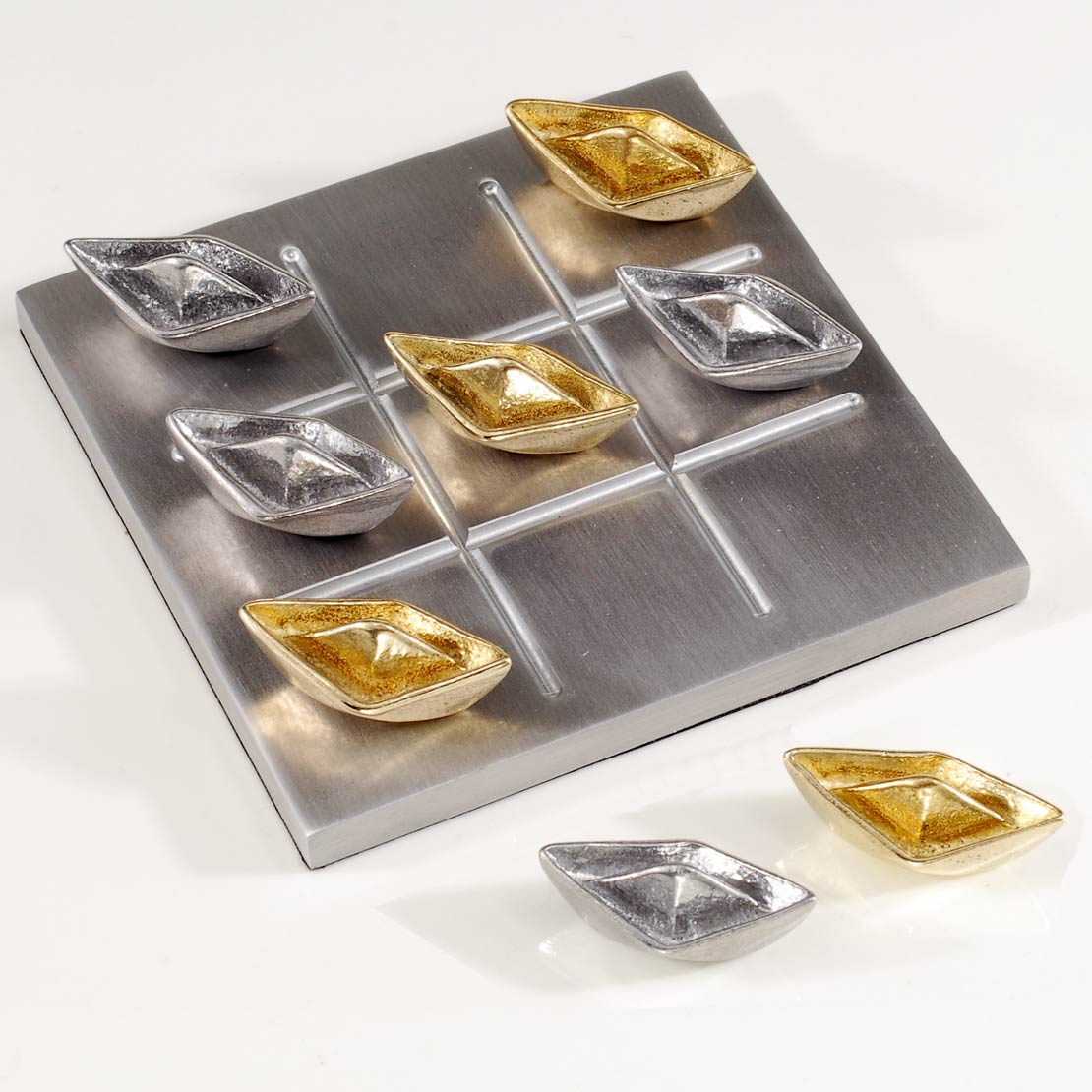 Handmade metal Tic Tac Toe / Boats