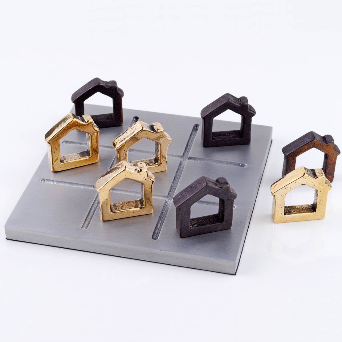 Handmade metal Tic Tac Toe / Houses