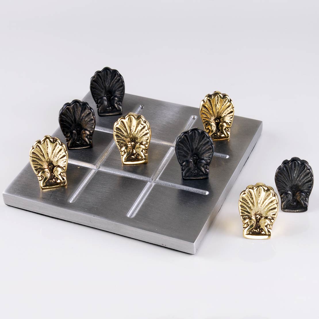 Handmade metal Tic Tac Toe / Archaic style