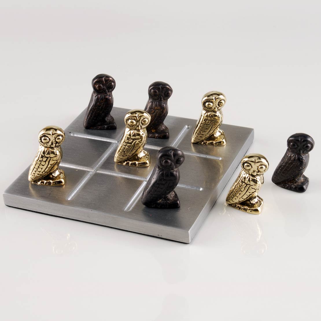 Handmade metal Tic Tac Toe / Owls