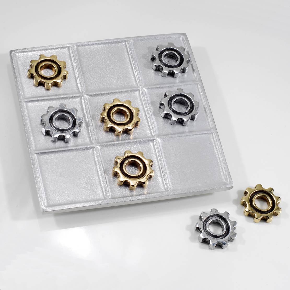 Handmade metal Tic Tac Toe / Cogwheels