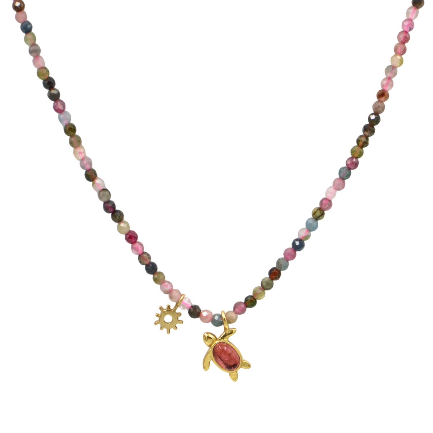 Handmade necklace with semi-precious beads in silver 925