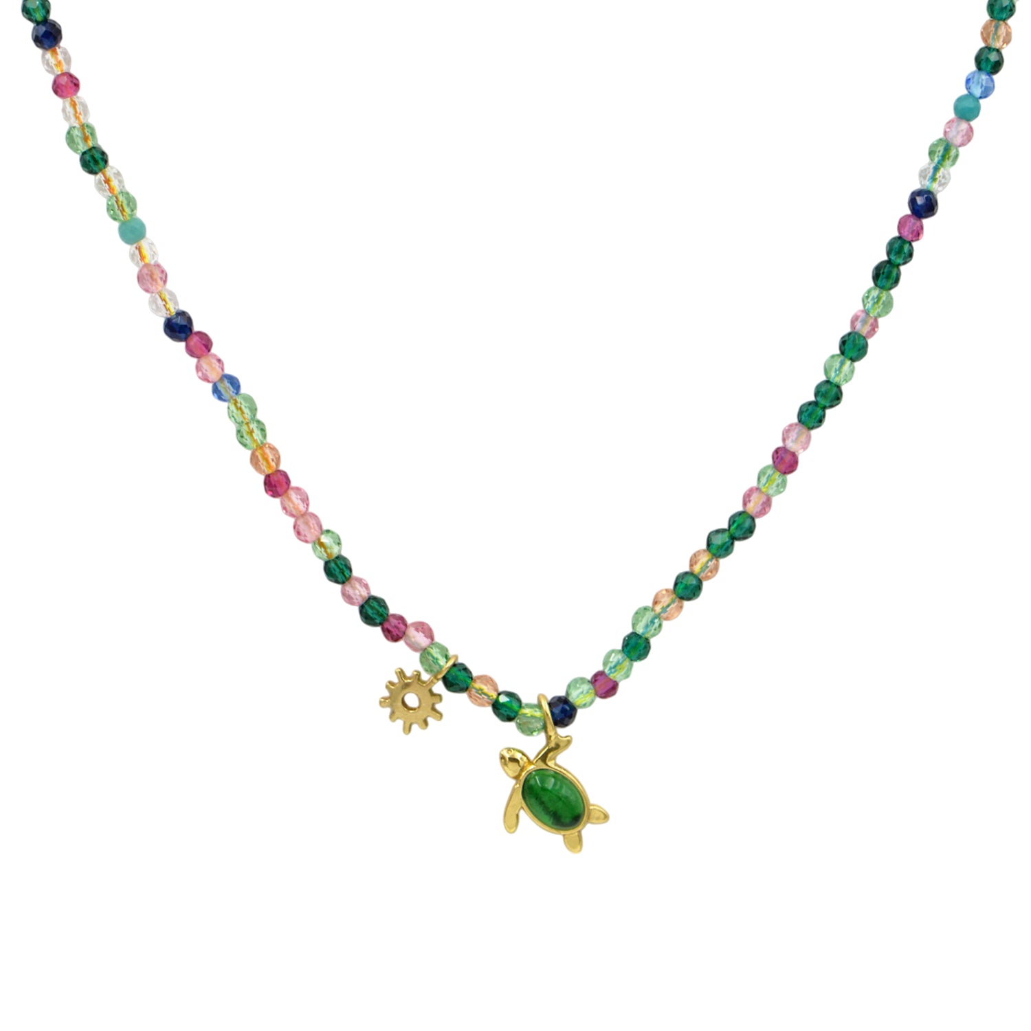 Handmade necklace with semi-precious beads in silver 925